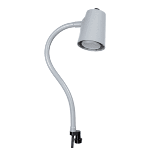 Grey lamp on quick connect base flex arm