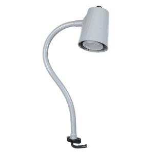 Grey lamp on direct mount flex arm
