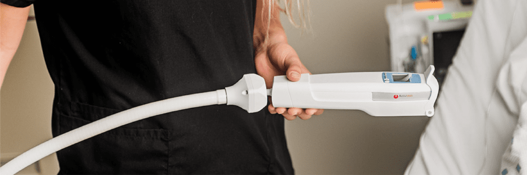 Flex arm in medical setting with Accuvien med device